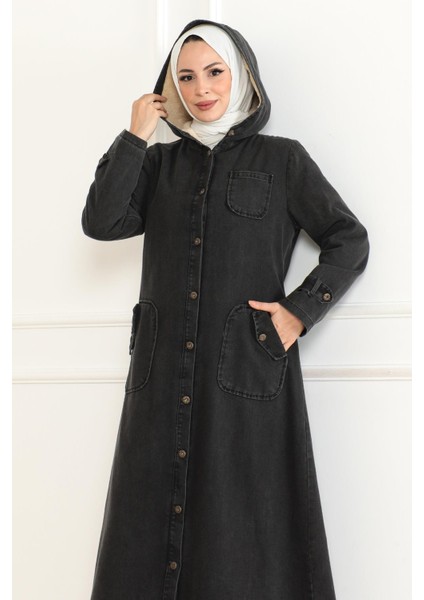 Kapşonlu Kot Mont Füme 19230 fiyatları