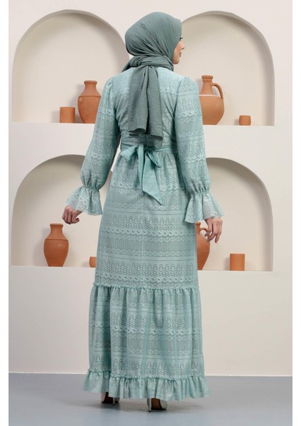 Inci Detaylı Dantel Abiye Mint 12239 indirimleri