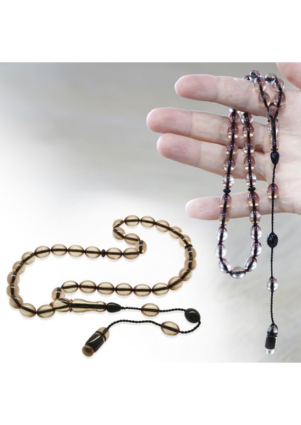 Sistemli Arpa Kesim Şeffaf Ateş Kehribar Tesbih fiyatları