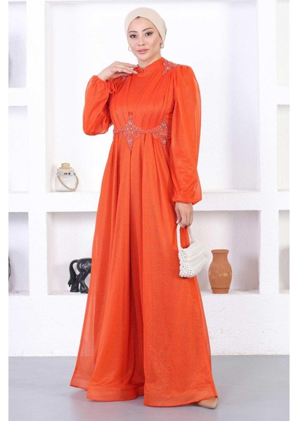 Incili Dantelli Simli Abiye Kiremit 12252 fırsatları