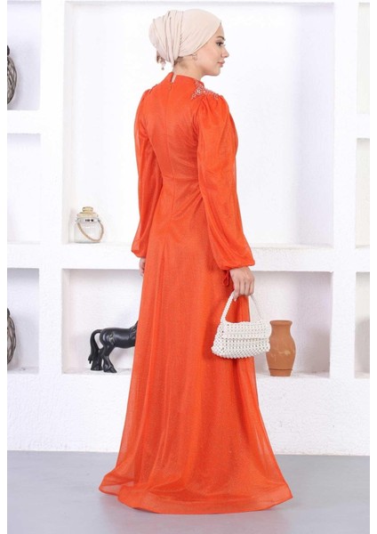 Incili Dantelli Simli Abiye Kiremit 12252 indirimleri