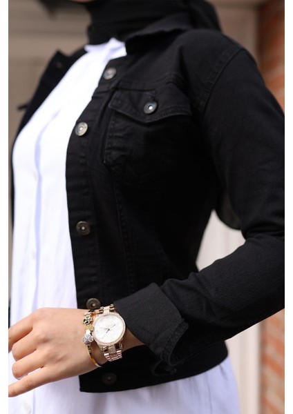 Düğmeli Kot Ceket Siyah 6027 fiyatları