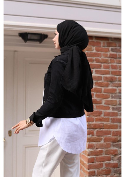 Düğmeli Kot Ceket Siyah 6027 fırsatları