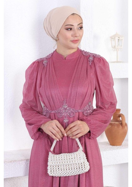 Incili Dantelli Simli Abiye Gül Kurusu 12252 fiyatları