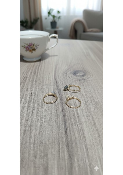 Doğal Taş Yüzük Seti - 3'lü Kombinasyon, Şık ve Zarif Tasarım fırsatları