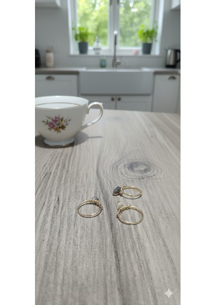 Doğal Taş Yüzük Seti - 3'lü Kombinasyon, Şık ve Zarif Tasarım indirimleri