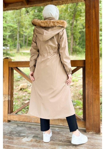 Kapşonlu Fermuarlı Mont Vizon 10349 indirimleri