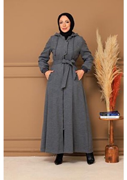 Kışlık Kadın Kaşe Pardesü Kapşonlu 58008