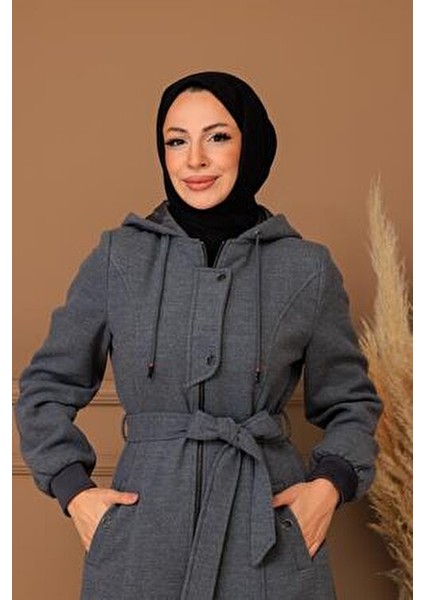 Kışlık Kadın Kaşe Pardesü Kapşonlu 58008 fiyatları
