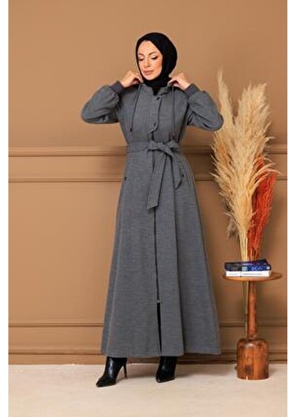 Kışlık Kadın Kaşe Pardesü Kapşonlu 58008