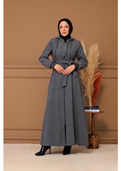 Kışlık Kadın Kaşe Pardesü Kapşonlu 58008