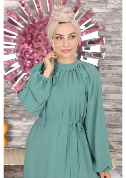 Dantel Detaylı Şifon Elbise Mint 19143 fiyatları