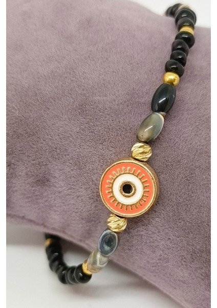 Siyah Taşlı Nazar Boncuk Detaylı Bileklik fiyatları