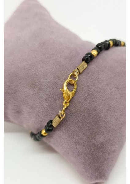 Siyah Taşlı Nazar Boncuk Detaylı Bileklik modelleri