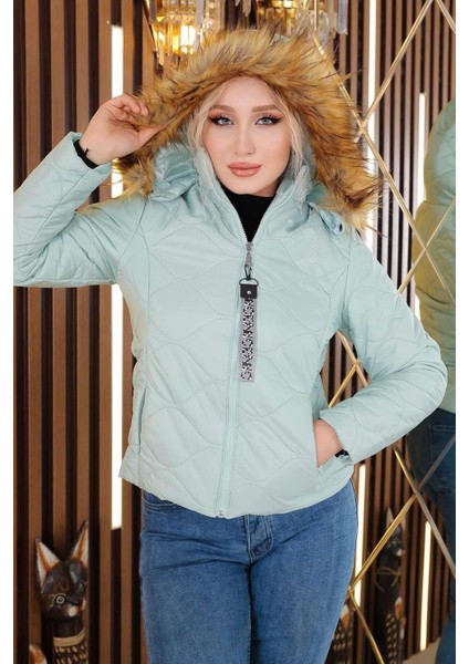 Kısa Kapitone Şişme Mont Mint 12256