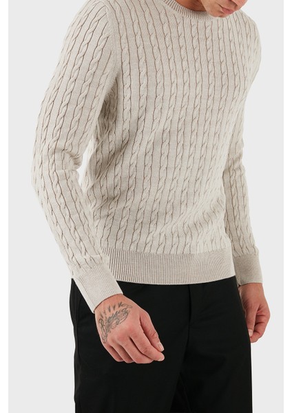 % 100 Yün Regular Fit Bisiklet Yaka Kazak Erkek Kazak 57101 14401 005 fırsatları