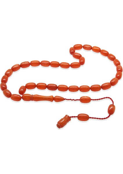 Sistemli Özel Kesim Sedefli Turuncu Ateş Kehribar Tesbih