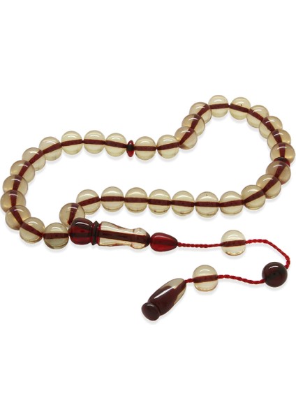 Sistemli Küre Kesim Kırmızı Imame Kombinli Şeffaf Ateş Kehribar Tesbih