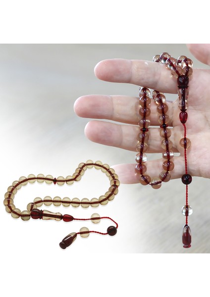 Sistemli Küre Kesim Kırmızı Imame Kombinli Şeffaf Ateş Kehribar Tesbih fiyatları