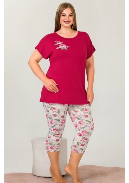 Lady Büyük Beden Kısa Kollu Kapri Pijama Takımı fiyatları