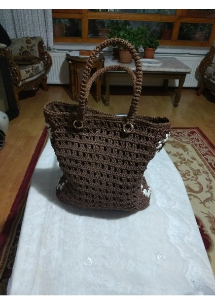 Kagıt Ipten Çanta Kenarları Gül Motifli Kahfe Krem 1 Adet Kaliteli Kullanışlı modelleri