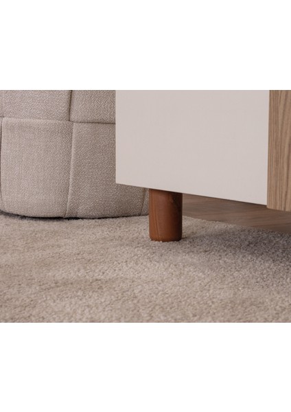 İtra 3 Kapaklı Gardırop – Krem Gövde, Krem Mdflam, Camlı Kapak