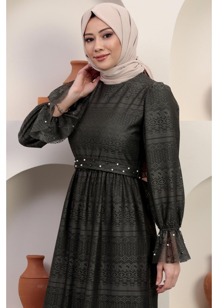 Inci Detaylı Dantel Abiye Haki 12239 fiyatları