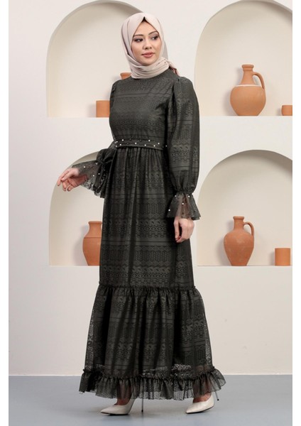 Inci Detaylı Dantel Abiye Haki 12239 fırsatları