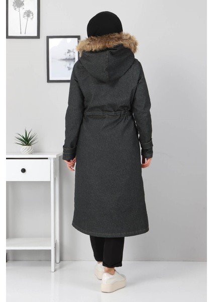 Fermuar Detaylı Kot Mont Füme 9735 indirimleri