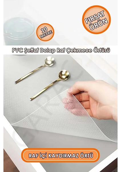 Pıtırcik Kaymaz Raf Örtüsü - Şeffaf (45 cm x 10 Metre) NUR-065