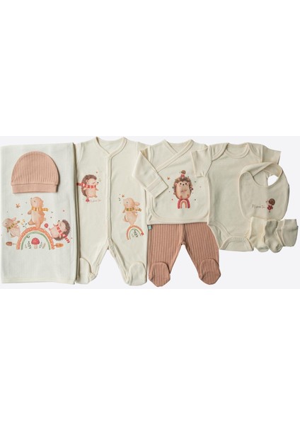 Organik Mushroom 10 Lu Zıbın Set - Ekru