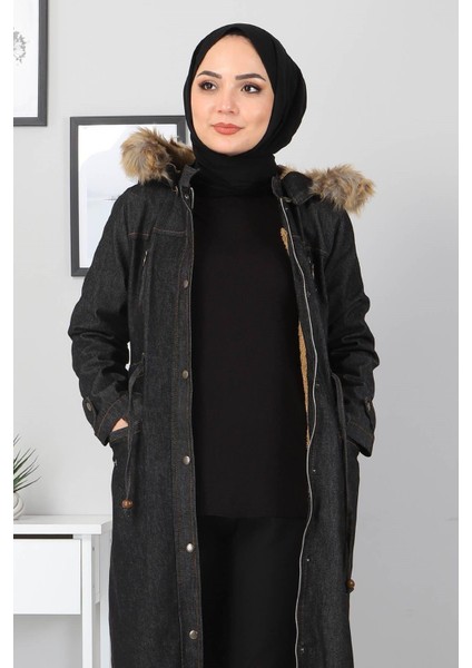 Fermuar Detaylı Kot Mont Siyah 9735 fiyatları