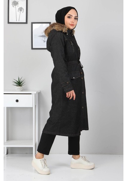 Fermuar Detaylı Kot Mont Siyah 9735 fırsatları