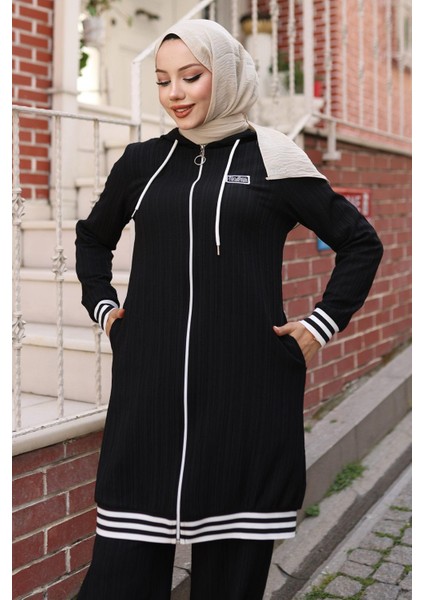 Fermuarlı Ribanalı Takım Siyah 10405 fiyatları