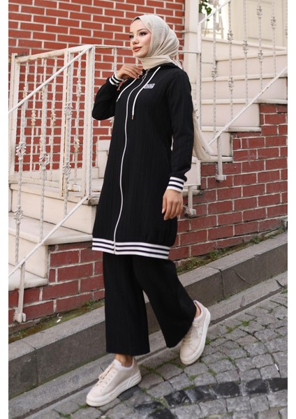 Fermuarlı Ribanalı Takım Siyah 10405 modelleri