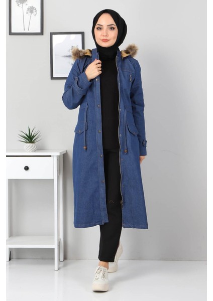 Fermuar Detaylı Kot Mont Mavi 9735 modelleri