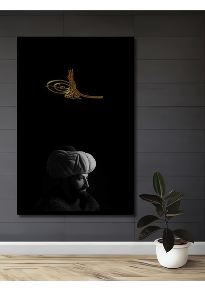 Osmanlı Sultanı Portresi Altın Tuğra Baskı Ahşap Dekoratif Tablo Dikdörtgen Tablo fiyatları