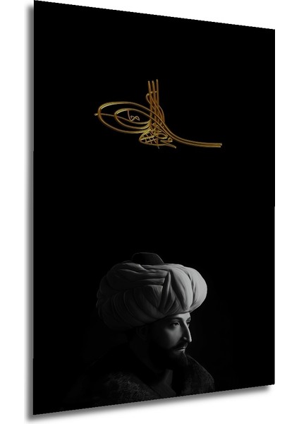 Osmanlı Sultanı Portresi Altın Tuğra Baskı Ahşap Dekoratif Tablo Dikdörtgen Tablo fırsatları