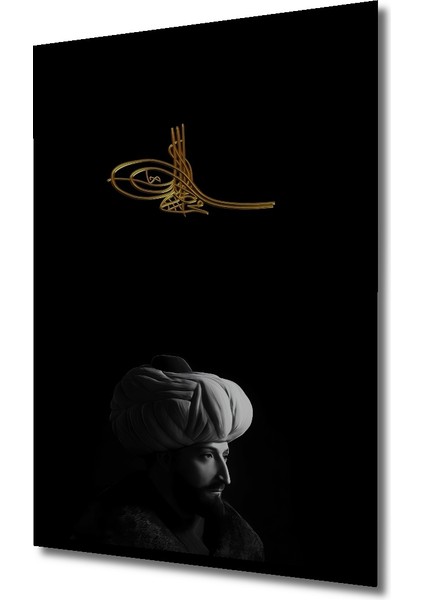 Osmanlı Sultanı Portresi Altın Tuğra Baskı Ahşap Dekoratif Tablo Dikdörtgen Tablo indirimleri