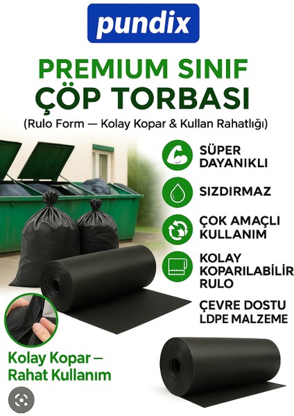 J300 Jumbo Boy Çöp Torbası 80X110 cm - 5 Koli (Toplam 30 Kg) Çift Kat 40 Mikron Kalın & Dayanıklı Siyah Poşet Seti | Her Koli 20 Rulo (300 Gr/rulo) | Ev, Ofis ve Bahçe Temizliği Için Ideal fırsatları