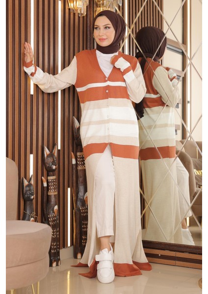 Düğme Detay Triko Somon 2271-4