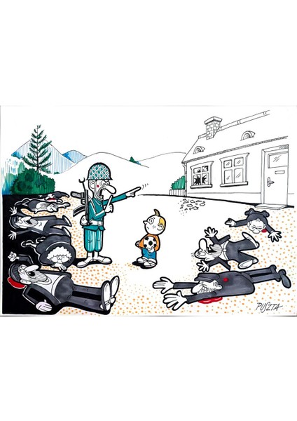 Peter Puszta 29X21CM Orijinal Karikatür Tablo modelleri