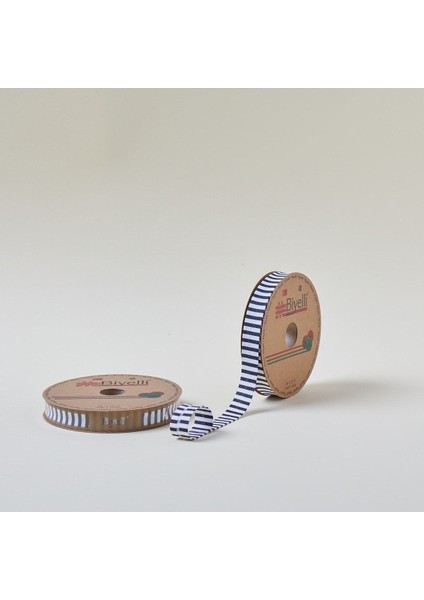 Biye Kalın Çizgili Katlı F10 Indigo 2 cm 25 Metre %65 Koton %35 Polyester