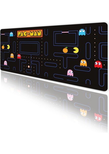 Pac-Man Oyun Gaming Klavye Mouse Pad Kaymaz Taban Kenarları Dikişli Masa Matı 70X30 cm