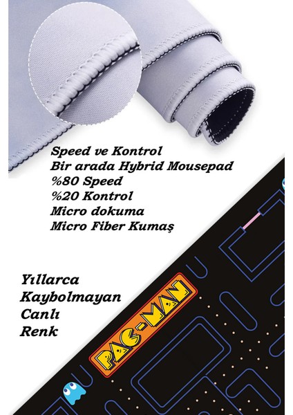 Pac-Man Oyun Gaming Klavye Mouse Pad Kaymaz Taban Kenarları Dikişli Masa Matı 70X30 cm indirimleri