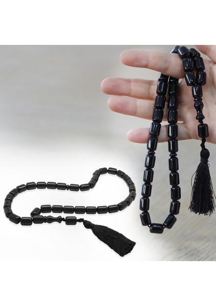 Çubuk Sıkma Kehribar Tesbih - Osmanlı Saray Püsküllü - Koyu Kırmızı Renk - Maxi Boy - Kapsül Kesim fiyatları