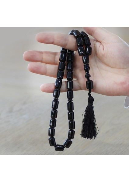 Çubuk Sıkma Kehribar Tesbih - Osmanlı Saray Püsküllü - Koyu Kırmızı Renk - Maxi Boy - Kapsül Kesim modelleri