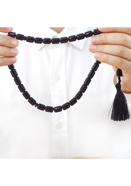 Çubuk Sıkma Kehribar Tesbih - Osmanlı Saray Püsküllü - Koyu Kırmızı Renk - Maxi Boy - Kapsül Kesim fırsatları