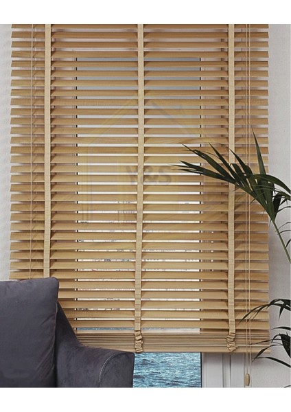 Wooden Blinds %100 Doğal Ahşap Jaluzi Perde 50MM, Alüminyum Kasalı Yüksek Kaliteli - Ahşap Naturel