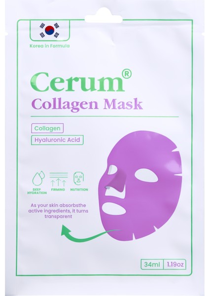 Yüzde Eriyen Kolajen Maskesi | Kolajen - Hyaluronik Asit - Probiyotik | Canlandırıcı | 5 Adet